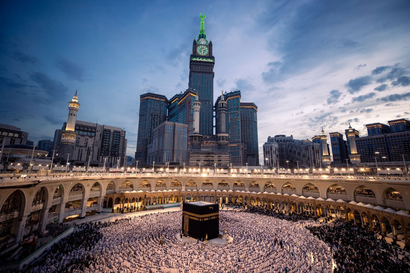 Holy Kaaba draped in black Kiswah cloth