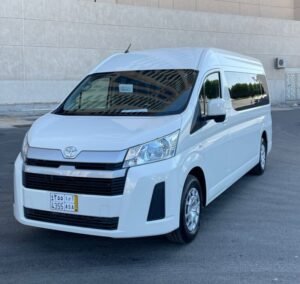 White Toyota Hiace van